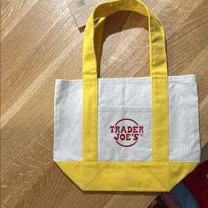 Yellow and White Trader Joe’s mini Tote Bag
